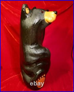 Jeff Fleming Big Sky Carvers BLACK BEAR Waving 13 Wood Carving Art EUC Rare