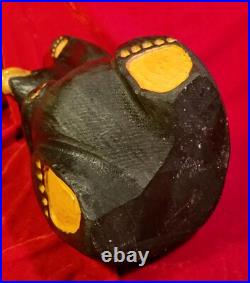 Jeff Fleming Big Sky Carvers BLACK BEAR Waving 13 Wood Carving Art EUC Rare