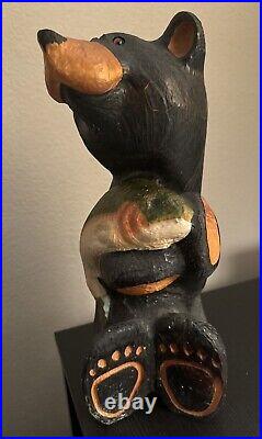 Jeff Fleming Big Sky Carvers BSC Black Bear w Trout 15 Solid Wood Carving Art