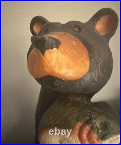 Jeff Fleming Big Sky Carvers BSC Black Bear w Trout 15 Solid Wood Carving Art