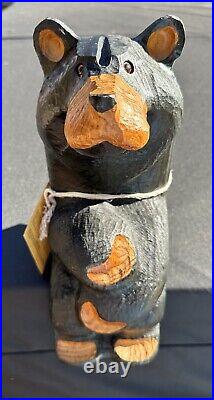 Jeff Fleming Big Sky Carvers Black Bear Sitting Ledge 15 Solid Wood Carving Art