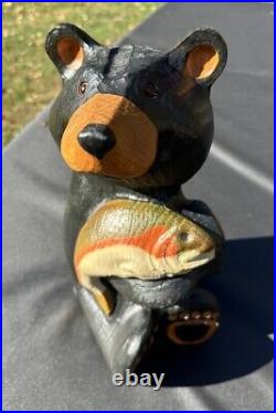 Jeff Fleming Big Sky Carvers Black Bear With Trout 15 Solid Wood Carving Art