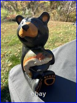 Jeff Fleming Big Sky Carvers Black Bear With Trout 15 Solid Wood Carving Art