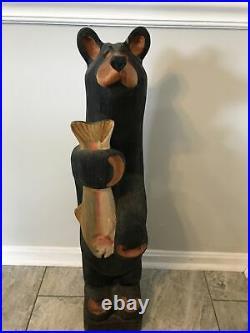Jeff Fleming Carved Bear with Fish Lou Big Sky Carvers Bear Solid Wood 33 T