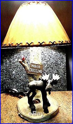 Jeff Fleming Collection-By Big Sky Carvers- Table Lamp- Moose Crossing- Mooses