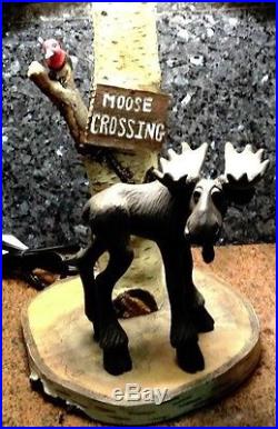 Jeff Fleming Collection-By Big Sky Carvers- Table Lamp- Moose Crossing- Mooses