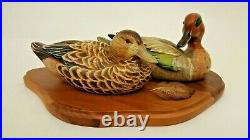John Gewerth Greenwing Morning Carved wooden duck decoy pair Big Sky Carvers