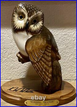 K W White Big Sky Carvers Owl Wood Sculpture Series Evening Tracker Big Sky