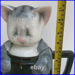KenniKats 2004 Big Sky Carvers collectible cat in teapot ceramic cookie jar