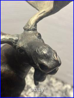 LARGE Marc Pierce Sculpture Signed Wild And Noble Bull Moose Big Sky Carvers