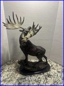 LARGE Marc Pierce Sculpture Signed Wild And Noble Bull Moose Big Sky Carvers
