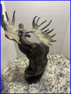 LARGE Marc Pierce Sculpture Signed Wild And Noble Bull Moose Big Sky Carvers