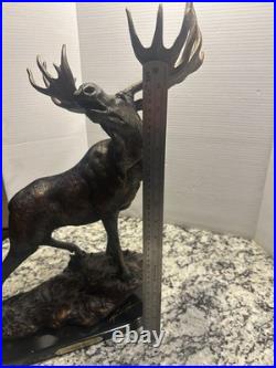 LARGE Marc Pierce Sculpture Signed Wild And Noble Bull Moose Big Sky Carvers