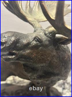 LARGE Marc Pierce Sculpture Signed Wild And Noble Bull Moose Big Sky Carvers