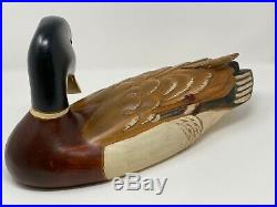Large, Carved Wood Mallard Duck Decoy By Big Sky Carvers of Montana, Signed Art