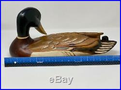 Large, Carved Wood Mallard Duck Decoy By Big Sky Carvers of Montana, Signed Art