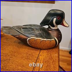 Large Carved Wooden Wood Duck Decoy Signed Thomas Chandler Big Sky Carvers