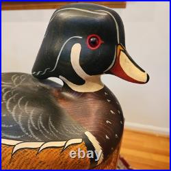 Large Carved Wooden Wood Duck Decoy Signed Thomas Chandler Big Sky Carvers