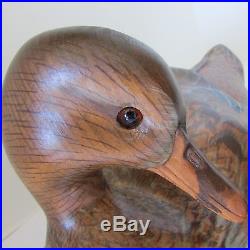 Limited Ed. Ashley Gray Big Sky Carvers Carved Wood Mama Duck & Ducklings Signed