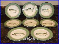 Lot Of 8 Rainbow Splendor 7.75 Salad Plates by BIG SKY CARVERS Trout Fish RARE