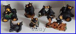 Lot of 7 Big Sky Carvers BEARFOOTS BEARS Jeff Fleming EUC Black Bear Figurines