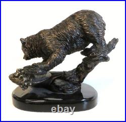 MARC PIERCE Bronze look BEAR Sculpture Streamside Mischief Big Sky Carvers