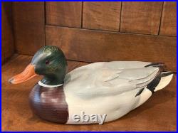 Mallard Duck Decoy, Marked Big Sky Carvers, Artist Signed, Carved Wood. Vintage