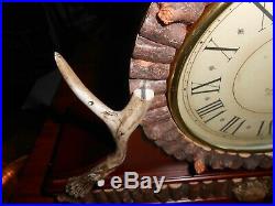 Mantel Clock Big Sky Carvers Montana Lodge Woodsman Deer Antlers CHIMES