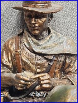 Marc Pierce MP Fly Fisherman Bliss Sculpture Bronze Appearance Heavy