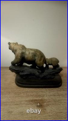 Marc Pierce Sculpture Mountain Matriarch Bear With Cub Big Sky Carvers