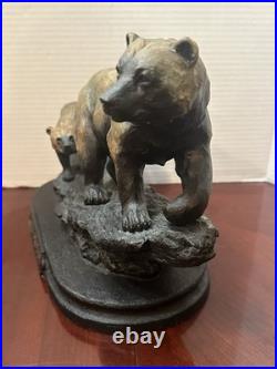 Marc Pierce Sculpture Mountain Matriarch Bear With Cub Big Sky Carvers