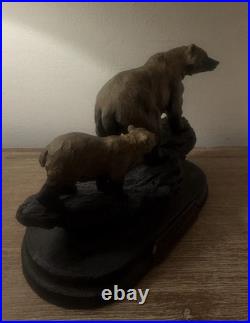 Marc Pierce Sculpture Mountain Matriarch Bear With Cub Big Sky Carvers