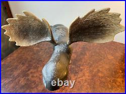 Montana Big Sky Carvers Large Moose Statue Carved With Antlers 1996