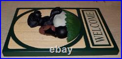 Montana Big Sky Carvers WELCOME SIGN with BLACK LABRADOR PUPPY & DECOY 9.75 x 13