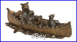 New Big Sky Carvers Bearfoots Bear Canoe Trip Cast Resin Brozne Sculpture 24