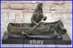 New Big Sky Carvers Bronze Sculpture Original Milo Canoe Fine Art Figurine Deco