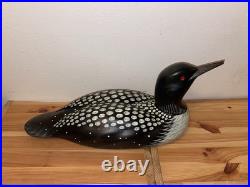 Nice Wooden Hand Painted Common Loon Duck By Big Sky Carvers Broken Beak