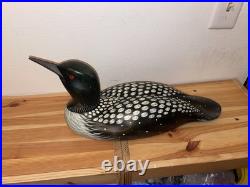 Nice Wooden Hand Painted Common Loon Duck By Big Sky Carvers Broken Beak