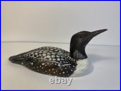 Nice Wooden Hand Painted Common Loon Duck By Big Sky Carvers Signed