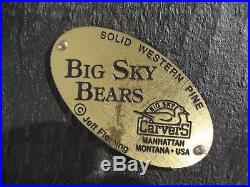 Original Wood Big Sky Bears Carvers Jeff Fleming 15 Tall, With Brass Badge