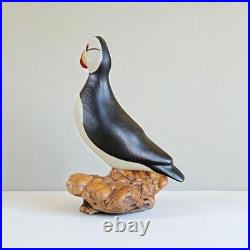 PUFFIN Original Carved Wood Bird, Artist signed Big Sky Carvers