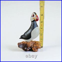 PUFFIN Original Carved Wood Bird, Artist signed Big Sky Carvers