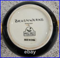 Pair (2) Brushwerks Bear Chili Bowl Double Handle Big Sky Carvers Stoneware
