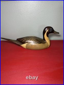 Parke Goodman Signed Antique Hand-Carved Wooden Duck Big Sky Carvers Montana