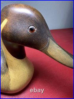 Parke Goodman Signed Antique Hand-Carved Wooden Duck Big Sky Carvers Montana