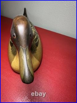 Parke Goodman Signed Antique Hand-Carved Wooden Duck Big Sky Carvers Montana