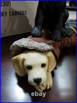 Puppies in Boot by Big Sky Carvers