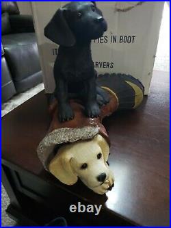 Puppies in Boot by Big Sky Carvers