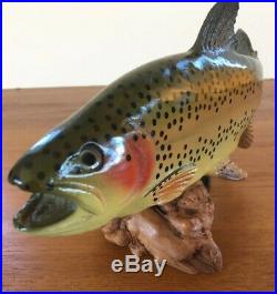 RAINBOW TROUT Carved Wood Sculpture by BILL REEL Big Sky Carvers Fish Burl RARE