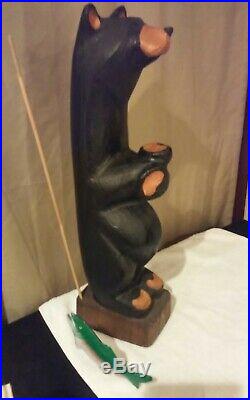 RARE Big Sky Carvers 26 Tall Fishing Bear Jeff Fleming Wooden Carved Sculpture